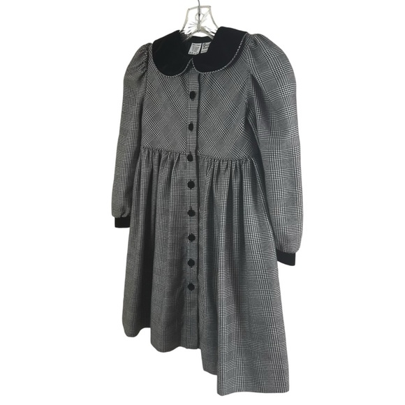 Sarah Louise England childs dress houndstooth Peter Pan Collar sz 6 black white - Picture 4 of 14